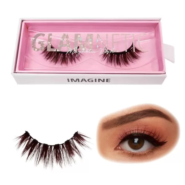 Glamnetic Magnetic Eyelashes - Imagine | Brown Lashes Short Magnetic Lashes, 60 Wears Reusable Natural Eyelashes Wispy Cute Natural Look, Brown Eyelash - 1 Pair