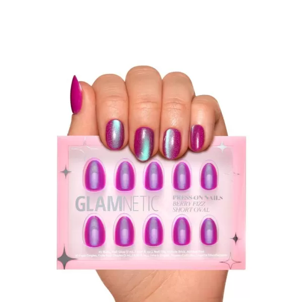 Glamnetic Press On Nails - Bubble Gum Glaze | Short Almond Pink French Tip Nails with a Glaze Finish | 15 Sizes - 30 Nail Kit with Glue