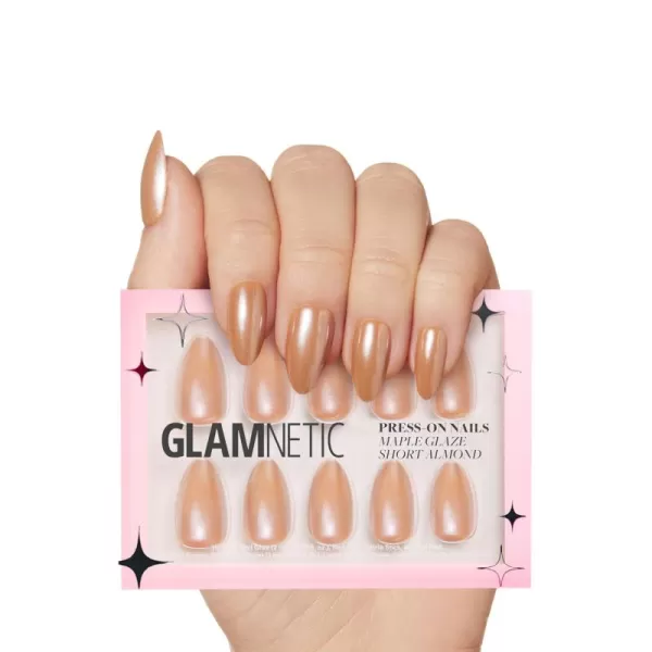 Glamnetic Press On Nails - Bubble Gum Glaze | Short Almond Pink French Tip Nails with a Glaze Finish | 15 Sizes - 30 Nail Kit with Glue