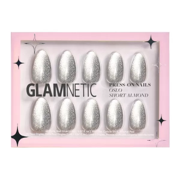 Glamnetic Press On Nails - Bubble Gum Glaze | Short Almond Pink French Tip Nails with a Glaze Finish | 15 Sizes - 30 Nail Kit with Glue