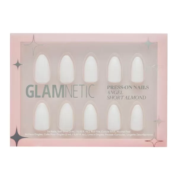 Glamnetic Press On Nails - Bubble Gum Glaze | Short Almond Pink French Tip Nails with a Glaze Finish | 15 Sizes - 30 Nail Kit with Glue
