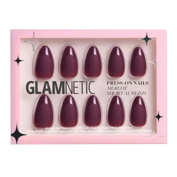 Glamnetic Press On Nails - Bubble Gum Glaze | Short Almond Pink French Tip Nails with a Glaze Finish | 15 Sizes - 30 Nail Kit with Glue