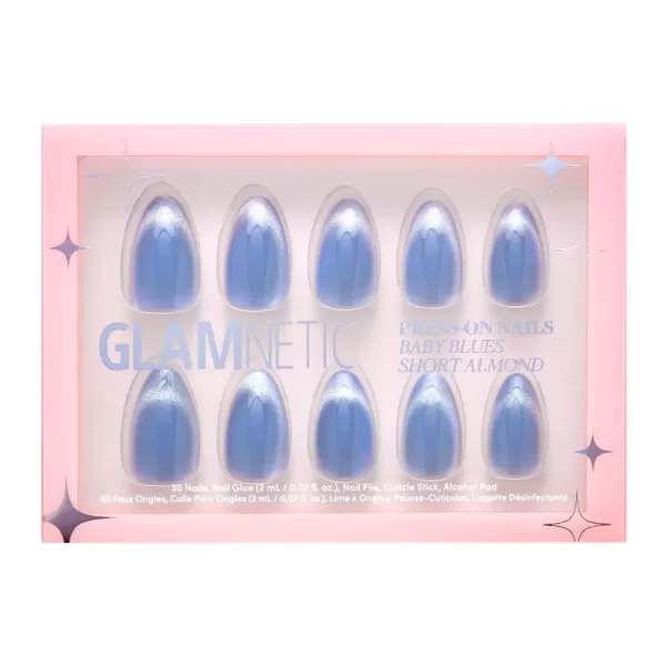 Glamnetic Press On Nails - Bubble Gum Glaze | Short Almond Pink French Tip Nails with a Glaze Finish | 15 Sizes - 30 Nail Kit with Glue