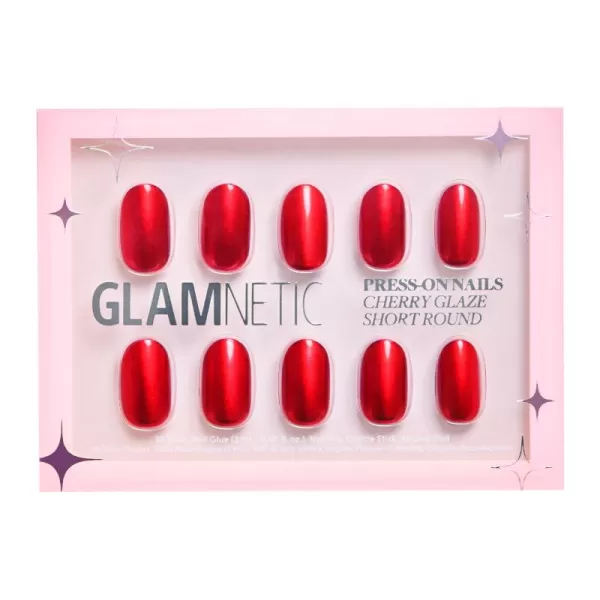Glamnetic Press On Nails - Bubble Gum Glaze | Short Almond Pink French Tip Nails with a Glaze Finish | 15 Sizes - 30 Nail Kit with Glue