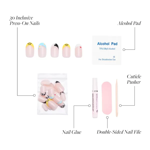 Glamnetic Press On Nails - Baby Blues | Short Almond, Pastel Blue Nails with a Mesmerizing Metallic Finish | 15 Sizes - 30 Nail Kit with Glue