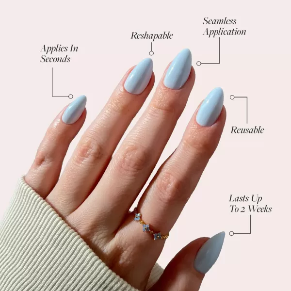 Glamnetic Press On Nails - Think Pink Solid Opaque Light Pastel Pink Short Oval False Nails, Reusable Stick On Fake Nails with Glue | Salon Quality | 15 Sizes - 30 Nail Kit