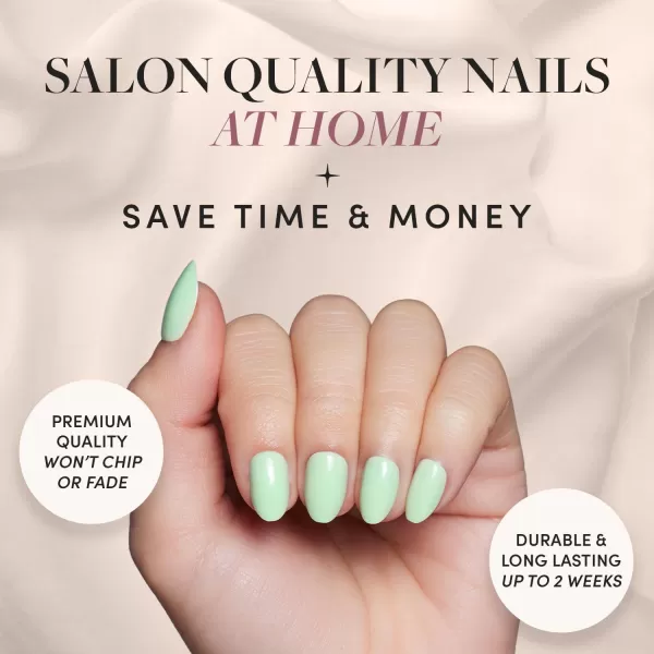 Glamnetic Press On Nails - Think Pink Solid Opaque Light Pastel Pink Short Oval False Nails, Reusable Stick On Fake Nails with Glue | Salon Quality | 15 Sizes - 30 Nail Kit