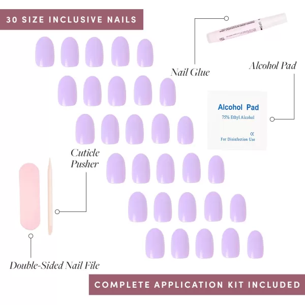 Glamnetic Press On Nails - Think Pink Solid Opaque Light Pastel Pink Short Oval False Nails, Reusable Stick On Fake Nails with Glue | Salon Quality | 15 Sizes - 30 Nail Kit