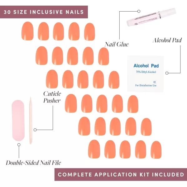 Glamnetic Press On Nails - Think Pink Solid Opaque Light Pastel Pink Short Oval False Nails, Reusable Stick On Fake Nails with Glue | Salon Quality | 15 Sizes - 30 Nail Kit