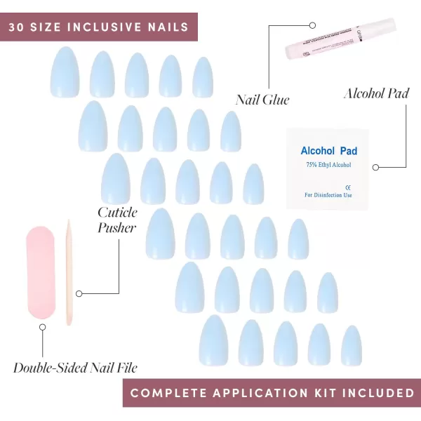 Glamnetic Press On Nails - Think Pink Solid Opaque Light Pastel Pink Short Oval False Nails, Reusable Stick On Fake Nails with Glue | Salon Quality | 15 Sizes - 30 Nail Kit