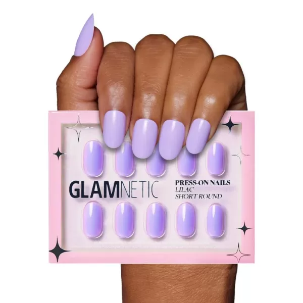 Glamnetic Press On Nails - Think Pink Solid Opaque Light Pastel Pink Short Oval False Nails, Reusable Stick On Fake Nails with Glue | Salon Quality | 15 Sizes - 30 Nail Kit