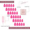 imageGlamnetic Press On Nails  Lilac Gray  Opaque Pale Light Lilac Gray Short Squoval False Nails Reusable Stick On Fake Nails with Glue  Salon Quality  15 Sizes  30 Nail Kit9Hot Pink