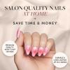 imageGlamnetic Press On Nails  Lilac Gray  Opaque Pale Light Lilac Gray Short Squoval False Nails Reusable Stick On Fake Nails with Glue  Salon Quality  15 Sizes  30 Nail KitBlushing Aura