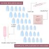 imageGlamnetic Press On Nails  Lilac Gray  Opaque Pale Light Lilac Gray Short Squoval False Nails Reusable Stick On Fake Nails with Glue  Salon Quality  15 Sizes  30 Nail KitBlueberry Milk