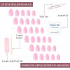 imageGlamnetic Press On Nails  Lilac Gray  Opaque Pale Light Lilac Gray Short Squoval False Nails Reusable Stick On Fake Nails with Glue  Salon Quality  15 Sizes  30 Nail KitThink Pink