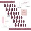 imageGlamnetic Press On Nails  Lilac Gray  Opaque Pale Light Lilac Gray Short Squoval False Nails Reusable Stick On Fake Nails with Glue  Salon Quality  15 Sizes  30 Nail KitMerlot