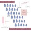 imageGlamnetic Press On Nails  Lilac Gray  Opaque Pale Light Lilac Gray Short Squoval False Nails Reusable Stick On Fake Nails with Glue  Salon Quality  15 Sizes  30 Nail KitBaby Blues