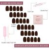 imageGlamnetic Press On Nails  Lime Green  Opaque Bright Neon Green Short Oval Fake Nails Reusable  15 Sizes  30 Nail KitBark Brown