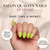 imageGlamnetic Press On Nails  Lime Green  Opaque Bright Neon Green Short Oval Fake Nails Reusable  15 Sizes  30 Nail KitLime Green