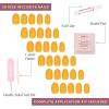 imageGlamnetic Press On Nails  Lime Green  Opaque Bright Neon Green Short Oval Fake Nails Reusable  15 Sizes  30 Nail KitSunset Orange
