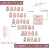imageGlamnetic Press On Nails  Periwinkle  Short Almond Purple Glossy Lavender Fake Nails Reusable Spring Nails  15 Sizes  30 Nail Kit with GluePetals