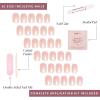 imageGlamnetic Press On Nails  Pink Macaron  SemiTransparent Pastel Light Pink French Tip Short Almond False Nails Reusable Stick On Fake Nails with Glue  Salon Quality  15 Sizes  30 Nail KitLa Perle