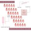 imageGlamnetic Press On Nails  Silver Belle  Short Round Natural Base Nails with 3D Silver Foil in a Glossy Finish  12 Sizes  30 Nail Kit with GlueCaramel Apple