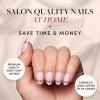 imageGlamnetic Press On Nails  Silver Belle  Short Round Natural Base Nails with 3D Silver Foil in a Glossy Finish  12 Sizes  30 Nail Kit with GlueFrankenbabe