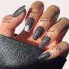 imageGlamnetic Press On Nails  Silver Belle  Short Round Natural Base Nails with 3D Silver Foil in a Glossy Finish  12 Sizes  30 Nail Kit with GluePhantom Glow