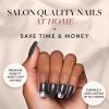 imageGlamnetic Press On Nails  Silver Belle  Short Round Natural Base Nails with 3D Silver Foil in a Glossy Finish  12 Sizes  30 Nail Kit with GluePhantom Glow