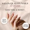 imageGlamnetic Press On Nails  Silver Belle  Short Round Natural Base Nails with 3D Silver Foil in a Glossy Finish  12 Sizes  30 Nail Kit with GlueSheer Peach
