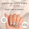 imageGlamnetic Press On Nails  Silver Belle  Short Round Natural Base Nails with 3D Silver Foil in a Glossy Finish  12 Sizes  30 Nail Kit with GlueStardust