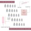 imageGlamnetic Press On Nails  Silver Belle  Short Round Natural Base Nails with 3D Silver Foil in a Glossy Finish  12 Sizes  30 Nail Kit with GlueStardust