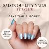 imageGlamnetic Press On Nails  Silver Belle  Short Round Natural Base Nails with 3D Silver Foil in a Glossy Finish  12 Sizes  30 Nail Kit with GlueSubzero
