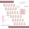 imageGlamnetic Press On Nails  Silver Belle  Short Round Natural Base Nails with 3D Silver Foil in a Glossy Finish  12 Sizes  30 Nail Kit with GlueWinter Glaze