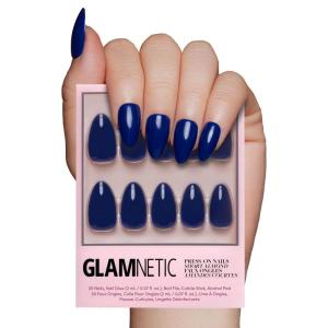 imageGlamnetic Press On Nails  Cloud 9  Jelly UV Finish Medium Pointed Almond Shape Reusable Pink Nail Kit in 15 Sizes SemiTransparent  30 Nail Kit with GlueMidnight Blue