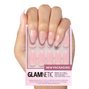 imageGlamnetic Press On Nails  Cloud 9  Jelly UV Finish Medium Pointed Almond Shape Reusable Pink Nail Kit in 15 Sizes SemiTransparent  30 Nail Kit with GlueCloud 9