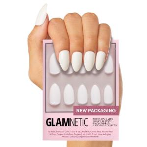 imageGlamnetic Press On Nails  Cloud 9  Jelly UV Finish Medium Pointed Almond Shape Reusable Pink Nail Kit in 15 Sizes SemiTransparent  30 Nail Kit with GlueAngel