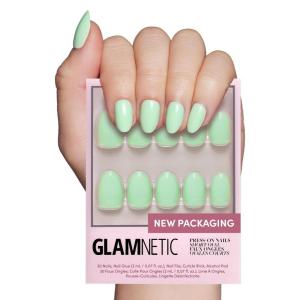 imageGlamnetic Press On Nails  Lilac Gray  Opaque Pale Light Lilac Gray Short Squoval False Nails Reusable Stick On Fake Nails with Glue  Salon Quality  15 Sizes  30 Nail KitMint Green
