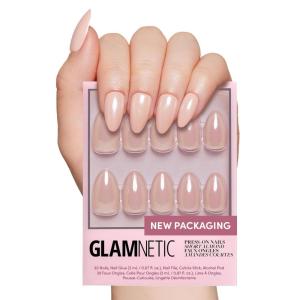 imageGlamnetic Press On Nails  Lilac Gray  Opaque Pale Light Lilac Gray Short Squoval False Nails Reusable Stick On Fake Nails with Glue  Salon Quality  15 Sizes  30 Nail KitLos Angeles