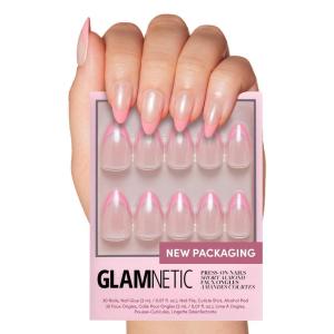 imageGlamnetic Press On Nails  Lilac Gray  Opaque Pale Light Lilac Gray Short Squoval False Nails Reusable Stick On Fake Nails with Glue  Salon Quality  15 Sizes  30 Nail KitBubble Gum Glaze