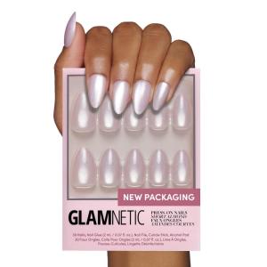 imageGlamnetic Press On Nails  Lilac Gray  Opaque Pale Light Lilac Gray Short Squoval False Nails Reusable Stick On Fake Nails with Glue  Salon Quality  15 Sizes  30 Nail KitSelenite