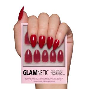 imageGlamnetic Press On Nails  Lilac Gray  Opaque Pale Light Lilac Gray Short Squoval False Nails Reusable Stick On Fake Nails with Glue  Salon Quality  15 Sizes  30 Nail KitClassic Red