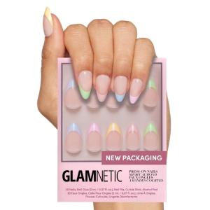 imageGlamnetic Press On Nails  Lilac Gray  Opaque Pale Light Lilac Gray Short Squoval False Nails Reusable Stick On Fake Nails with Glue  Salon Quality  15 Sizes  30 Nail KitConfetti