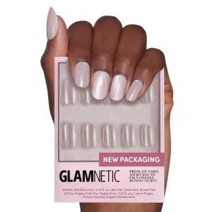 imageGlamnetic Press On Nails  Lilac Gray  Opaque Pale Light Lilac Gray Short Squoval False Nails Reusable Stick On Fake Nails with Glue  Salon Quality  15 Sizes  30 Nail KitPure Intentions