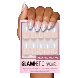 imageGlamnetic Press On Nails  Lilac Gray  Opaque Pale Light Lilac Gray Short Squoval False Nails Reusable Stick On Fake Nails with Glue  Salon Quality  15 Sizes  30 Nail KitBlueberry Icing