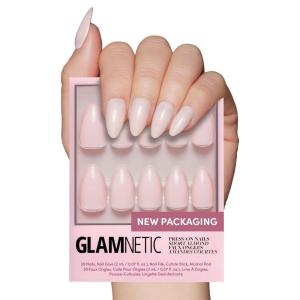 imageGlamnetic Press On Nails  Lilac Gray  Opaque Pale Light Lilac Gray Short Squoval False Nails Reusable Stick On Fake Nails with Glue  Salon Quality  15 Sizes  30 Nail KitBallet Pink