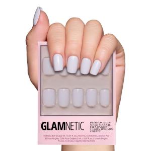 imageGlamnetic Press On Nails  Lilac Gray  Opaque Pale Light Lilac Gray Short Squoval False Nails Reusable Stick On Fake Nails with Glue  Salon Quality  15 Sizes  30 Nail KitLilac Gray