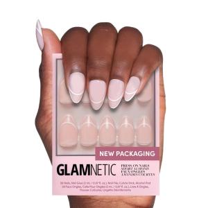imageGlamnetic Press On Nails  Lilac Gray  Opaque Pale Light Lilac Gray Short Squoval False Nails Reusable Stick On Fake Nails with Glue  Salon Quality  15 Sizes  30 Nail KitHeavenly