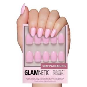 imageGlamnetic Press On Nails  Lilac Gray  Opaque Pale Light Lilac Gray Short Squoval False Nails Reusable Stick On Fake Nails with Glue  Salon Quality  15 Sizes  30 Nail KitThink Pink